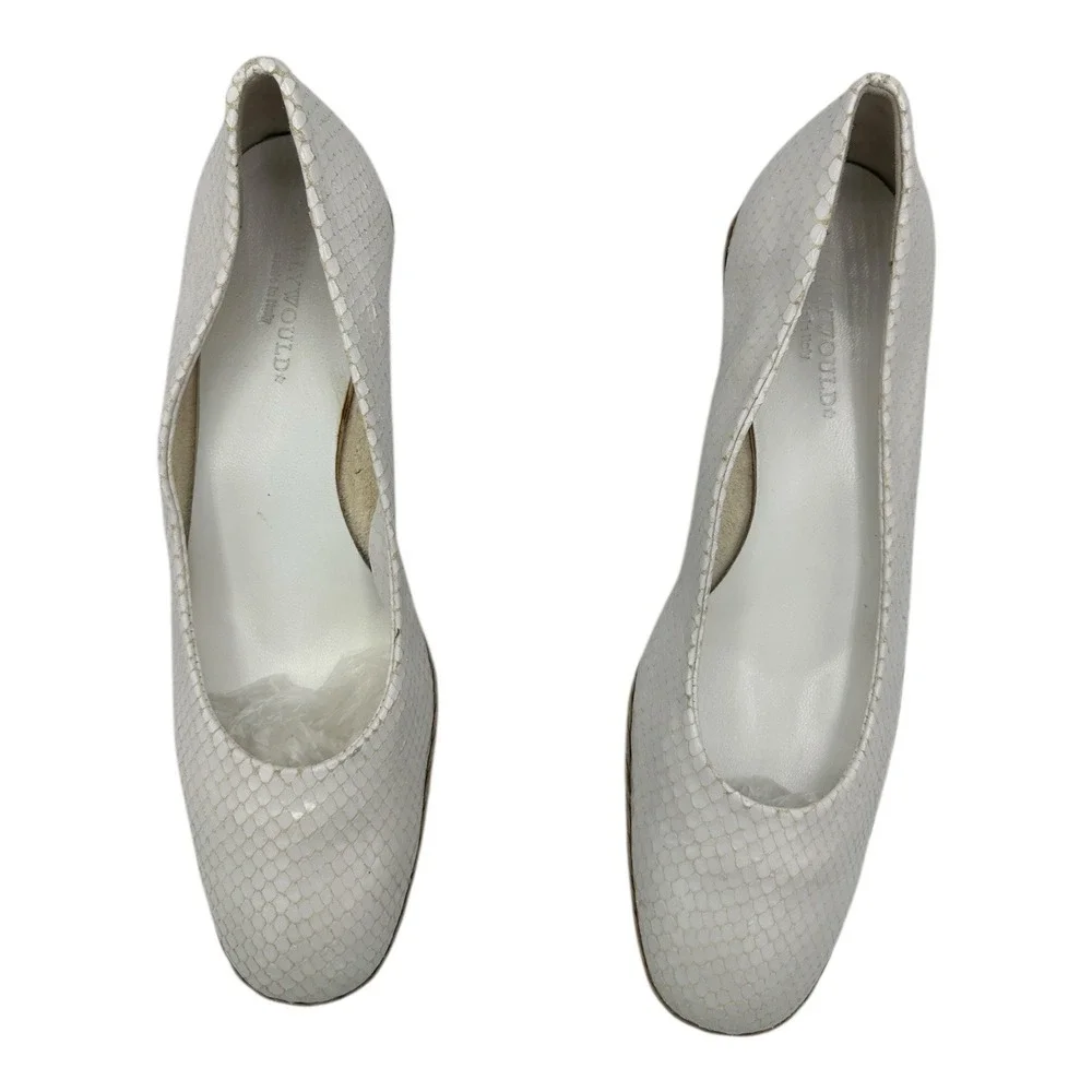 Hollywoud White Snake Embossed Wedge Espadrille Heels Made in Italy Size 7